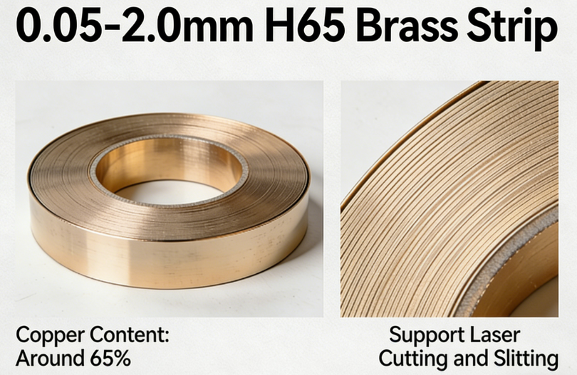 0.05-2.0mm H65 Brass Strip | ~65% Copper Content | Laser Cutting & Slitting Supported(图1) 0.05-2.0mm H65 Brass Strip | ~65% Copper Content | Laser Cutting & Slitting Supported(图1)